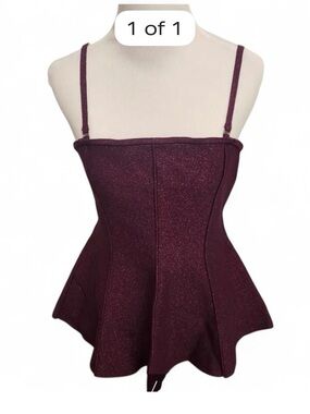 Anthropologie Sparkle Plum Peplum Tank Top